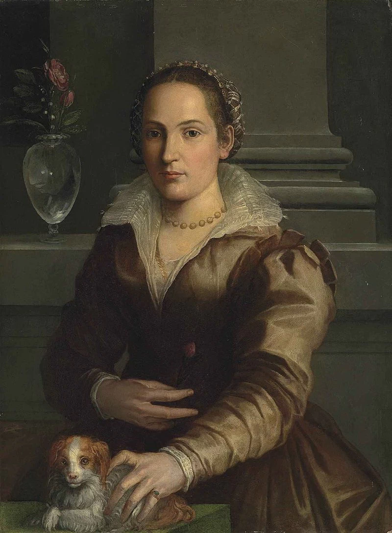  161-ritratto di nobildonna con il cane- Allori Alessandro